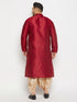 Vastramay Men's Plus Size Maroon Zari Weaved Kurta Dhoti Set
